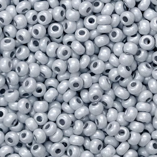 Rocailles opak silbergrau perlmutt