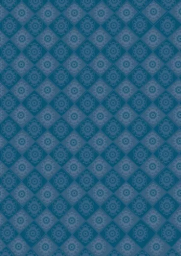 Designpapier Ornamente blaue Rosette