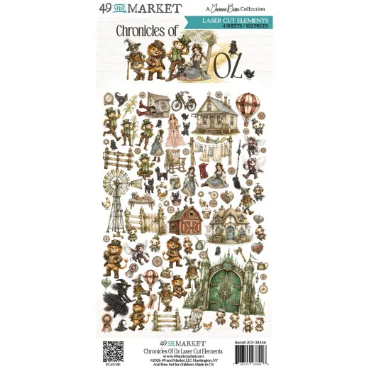 Verpackung der Laser Cut Elements Chronicles of Oz mit Oz-Figuren, Haus, Windmühle und grünem Tor
