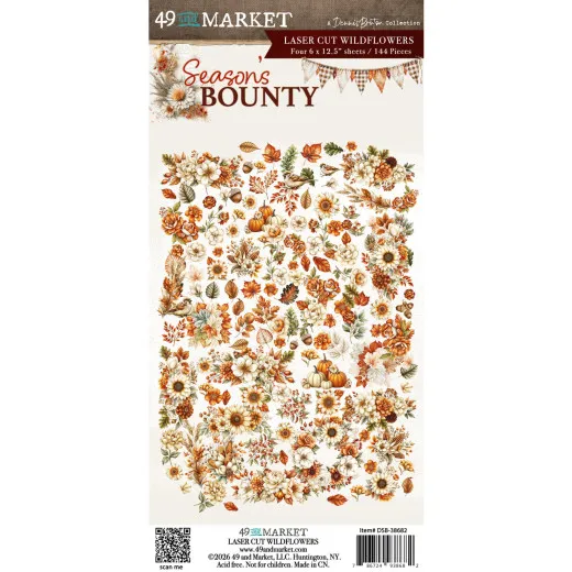 Verpackung der Laser Cut Wildflowers Season's Bounty mit Herbstblumen, Laub und Kürbissen
