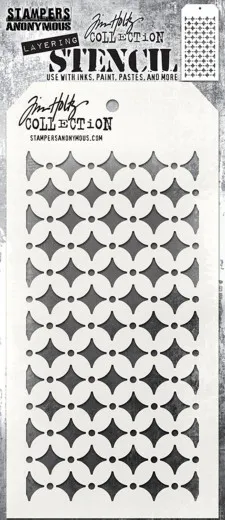 Layering Stencil Retro Diamonds in Tag-Form mit Muster aus spitzen Rauten
