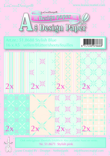 LeCrea Designpapier Set - Stylish Blue