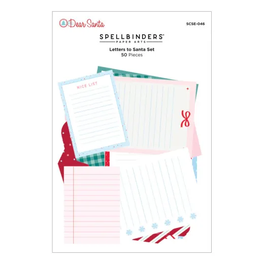 Set aus Mini-Umschlägen, Briefpapier und Etiketten im Weihnachtsdesign für Briefe an den Weihnachtsmann