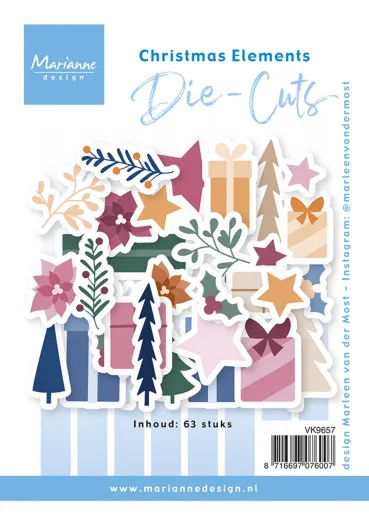 Marianne Design Christmas Elements Die-Cuts Set mit 63 vorgestanzten Weihnachtsmotiven