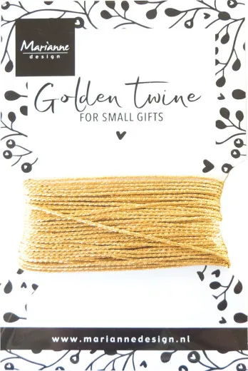 Verpackungskarte mit aufgewickelter goldfarbener Kordel für kleine Geschenke