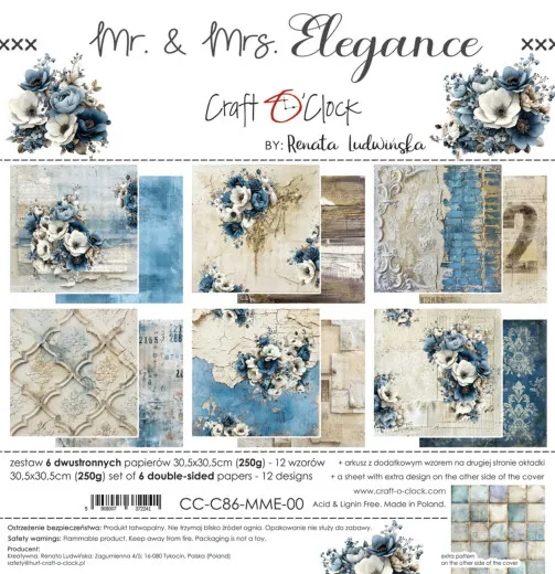 Verpackung des "Mr. & Mrs. Elegance" 12x12 Paper Sets mit sechs großformatigen Motivbögen