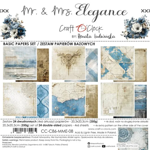 Verpackung des "Mr. & Mrs. Elegance" 8x8 Basic Paper Sets mit Struktur-Hintergrundpapieren