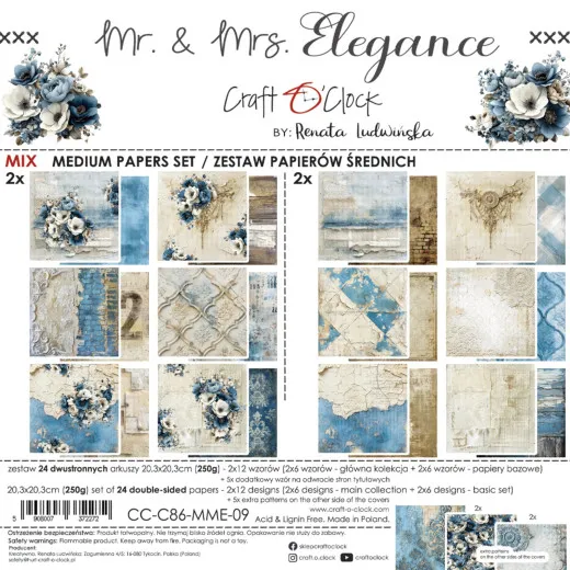 Verpackung des "Mr. & Mrs. Elegance" 8x8 Medium Paper Sets, Mix aus Haupt- und Basispapieren