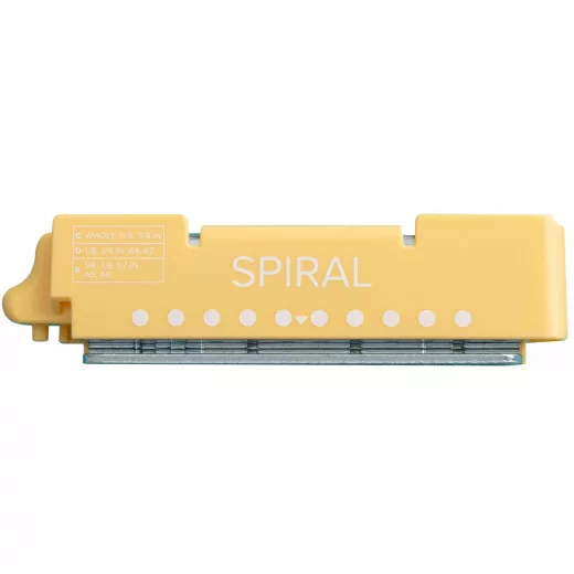Gelbe Multi-Cinch Spiral Stanzkassette mit weißen Punkten und Metallstanzplatte