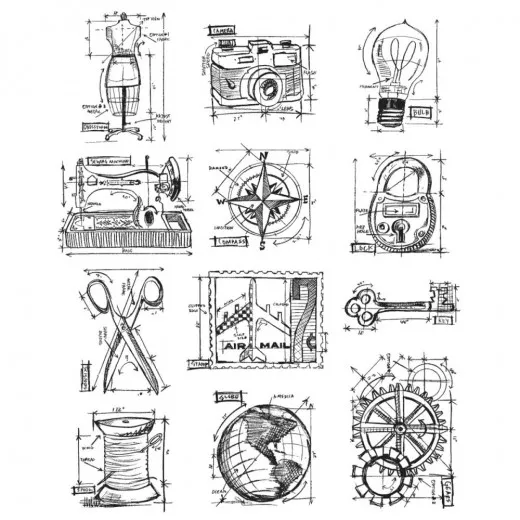 Cling Stamps by Tim Holtz - Mini Blueprints 3