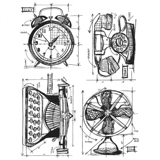 Cling Stamps Tim Holtz - Vintage Things Blueprint