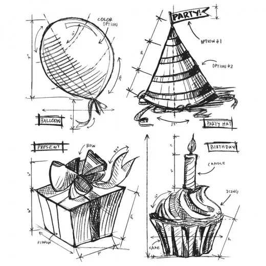 Cling Stamps Tim Holtz - Birthday Blueprint