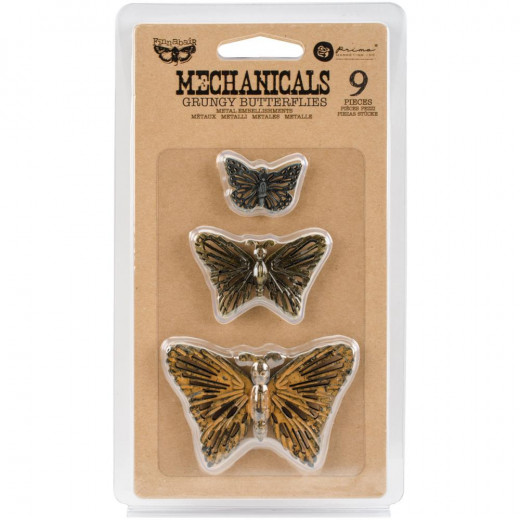 Finnabair Mechanicals Metal Embellishments - Grungy Butterflies