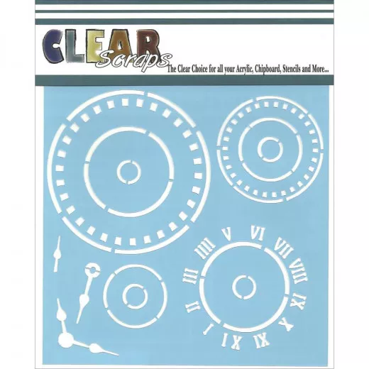 Clear Scraps Stencil - Roman Clock