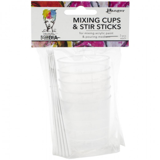 Dina Wakley Media Mixing Cups u. White Stir Sticks