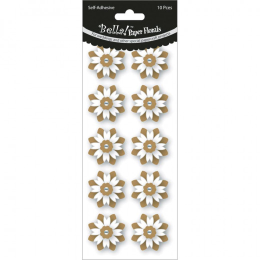 Bella Wedding Glittered Self-Adhesive Paper Florals gold