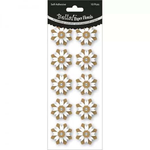 Bella Wedding Glittered Self-Adhesive Paper Florals gold