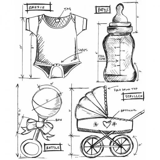 Cling Stamps Tim Holtz - Baby Blueprint