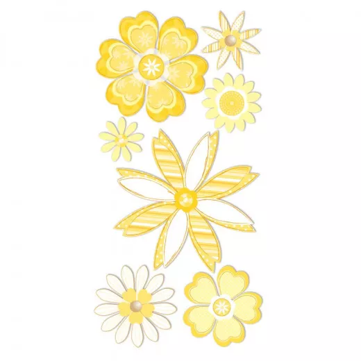 Essentials Sticker Yellow and White Sketch Flowers