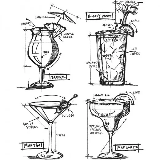 Cling Stamps Tim Holtz - Cocktails Blueprint