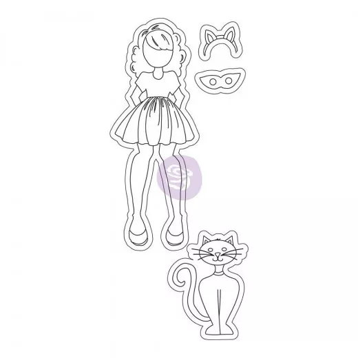 Julie Nutting Mixed Media Cling Rubber Stamps - Catgirl