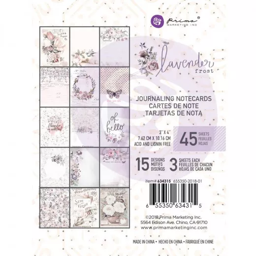 Lavender Frost Journaling Cards 3x4