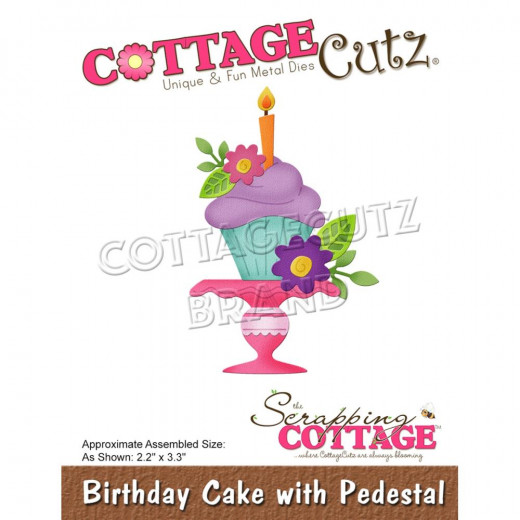 CottageCutz Dies - Birthday Cake W/Pedestal