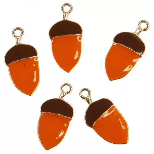 Pumpkin and Spice Enamel Charms - Acorns