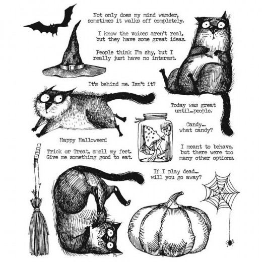 Cling Stamps by Tim Holtz - Snarky Cat Halloween