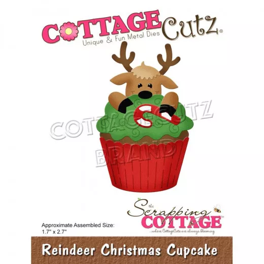 Cottage Cutz Die - Reindeer Christmas Cupcake