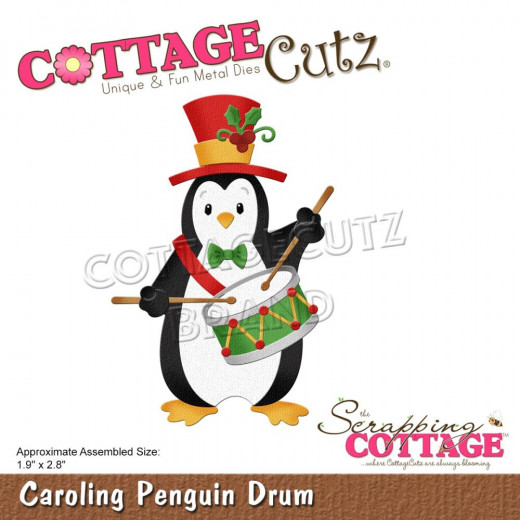 Cottage Cutz Die - Caroling Penguin Drum