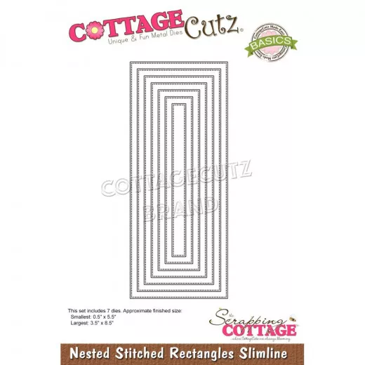 CottageCutz Slimline Dies - Nested Stitched Rectangles