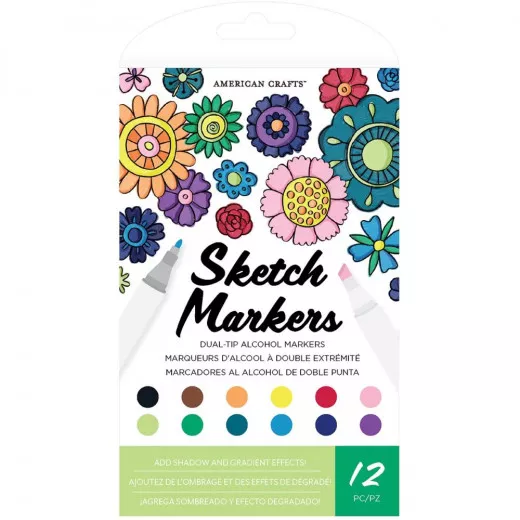 Sketch Markers Dual-Tip Alcohol Marker - Assorted Colors (12)