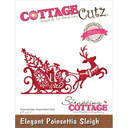 Cottage Cutz Elites Die - Elegant Poinsettia Sleigh