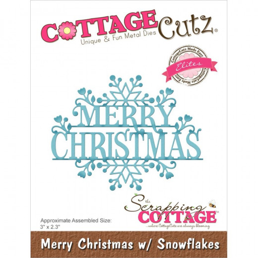 Cottage Cutz Elites Die - Merry Christmas W/Snowflakes