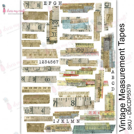 Transfer Me Sheet A4 - Vintage Measurement Tapes