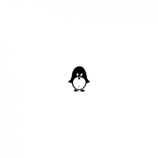 Schwarzes Pinguin-Motiv des Holzstempels auf weißem Hintergrund