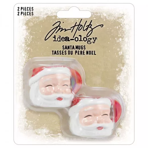 Tim Holtz Idea-Ology Santa Mug 2er Set mit zwei Weihnachtstassen in Verpackung