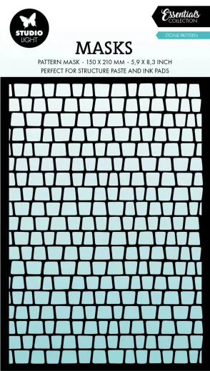 Pattern-Schablone mit Steinpflaster-Muster, freigestellt auf türkisfarbenem Hintergrund