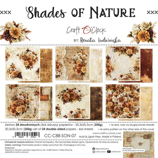 Craft O'Clock Papierblock Shades Of Nature 8x8 Zoll mit floralen Motiven