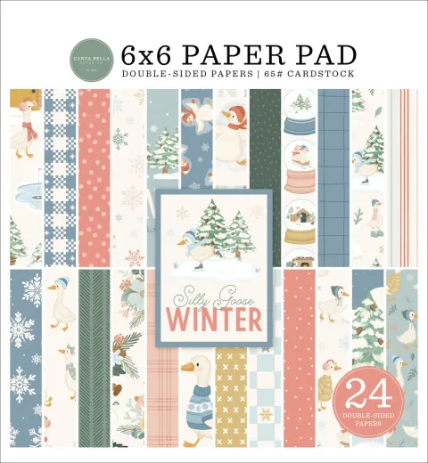Carta Bella Paper Pad Silly Goose Winter mit süßen Gänsemotiven, Schneeflocken und winterlichen Mustern