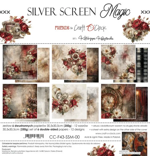 Verpackung des "Silver Screen Magic" 12x12 Paper Sets mit sechs großformatigen Motivbögen