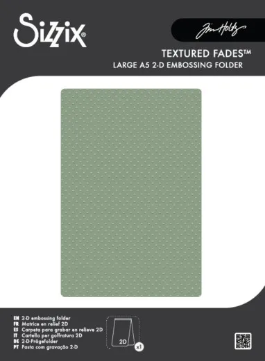 Sizzix Texture Fades Embossing Folder Vault Dots von Tim Holtz in grüner Verpackung mit Pünktchenmuster