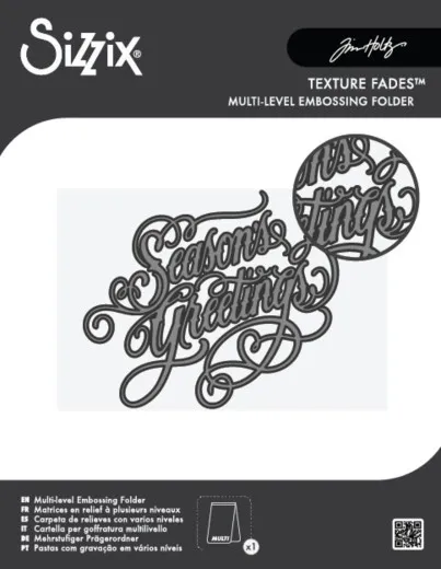 Sizzix Multilevel Texture Fades Embossing Folder Vault Seasons Greetings mit Musteransicht