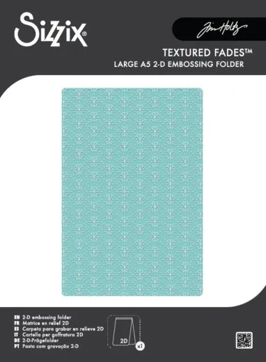 Sizzix 2D Texture Fades A5 Embossing Folder Vault Snowflakes #3 von Tim Holtz in mintgrün mit Schneeflockenmuster.
