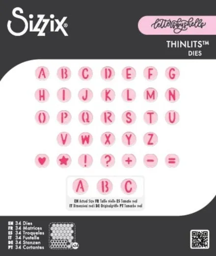 Sizzix Thinlits Stanzschablonen Alphabet Beads Verpackung mit rosa Buchstaben