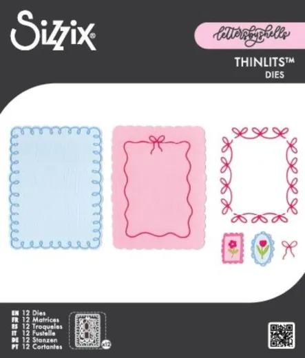 Sizzix Thinlits Stanzschablonen Set Loops, Bows and Frames in der Produktverpackung