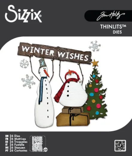 Sizzix Thinlits Stanzschablonen Set Twig and Stump mit Schneemännern und Baum