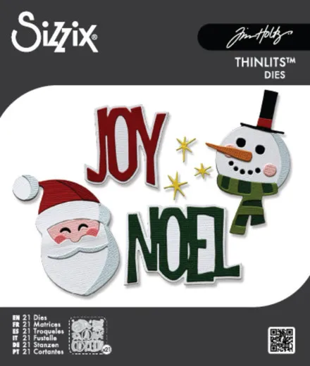 Sizzix Thinlits Stanzschablonen Vault Holiday Tidings von Tim Holtz mit Weihnachtsmann und Schneemann