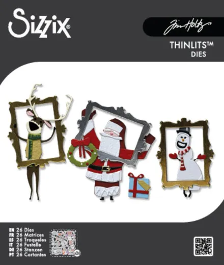 Sizzix Thinlits Stanzschablonen Set Vault Papercut Christmas von Tim Holtz mit Weihnachtsmann Rentier Schneemann